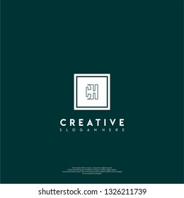abstract geometric elegant rectangular square CH logo letters design concept in shadow shape