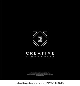 abstract geometric elegant rectangular square CG logo letters design concept in shadow shape