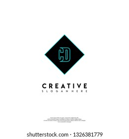 abstract geometric elegant rectangular square CD logo letters design concept in shadow shape