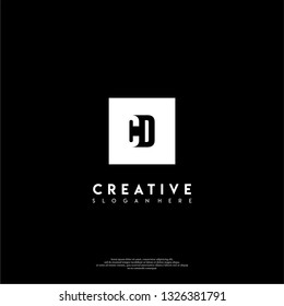 abstract geometric elegant rectangular square CD logo letters design concept in shadow shape