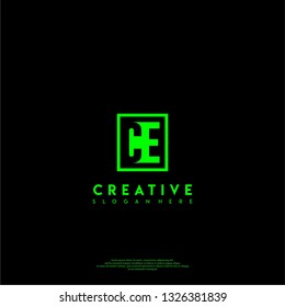 abstract geometric elegant rectangular square CE logo letters design concept in shadow shape