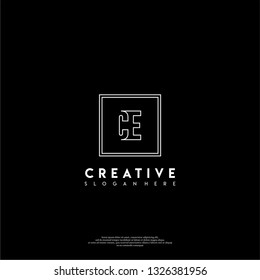 abstract geometric elegant rectangular square CE logo letters design concept in shadow shape