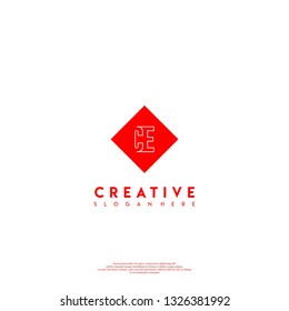 abstract geometric elegant rectangular square CE logo letters design concept in shadow shape