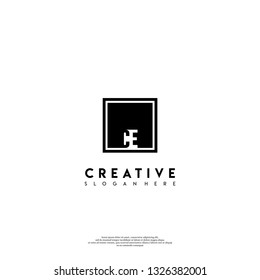 abstract geometric elegant rectangular square CE logo letters design concept in shadow shape