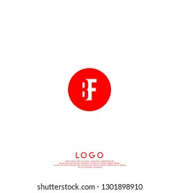 abstract geometric elegant red circle lines BF logo letters design concept in shadow shape
