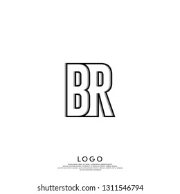 abstract geometric elegant shape BR logo letters design concept in shadow texture