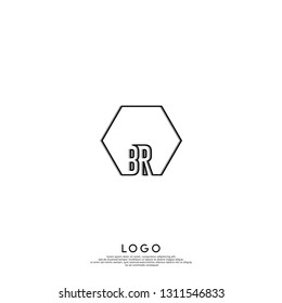 abstract geometric elegant shape BR logo letters design concept in shadow texture