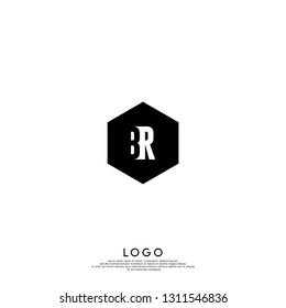 abstract geometric elegant shape BR logo letters design concept in shadow texture