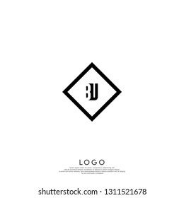 abstract geometric elegant shape BU logo letters design concept in shadow shape