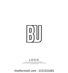 abstract geometric elegant shape BU logo letters design concept in shadow shape
