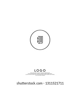 abstract geometric elegant shape BU logo letters design concept in shadow shape