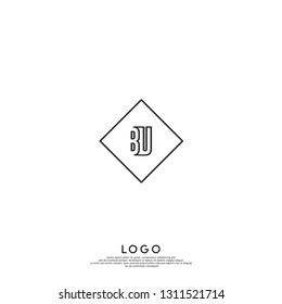 abstract geometric elegant shape BU logo letters design concept in shadow shape