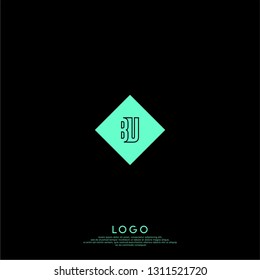 abstract geometric elegant shape BU logo letters design concept in shadow shape