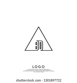 abstract geometric elegant triangle BD logo letters design concept in shadow shape