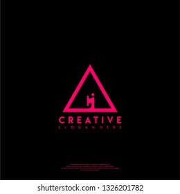 abstract geometric elegant triangle CI logo letters design concept in shadow shape