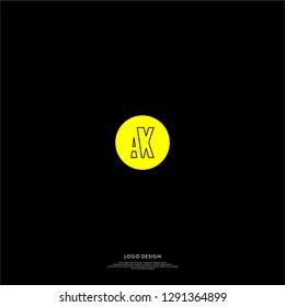 abstract geometric elegant yellow circle AX logo letters design concept