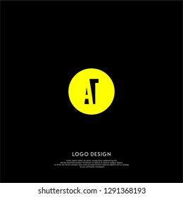 abstract geometric elegant yellow circle AT logo letters design concept