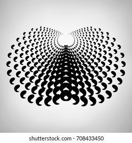 Abstract geometric element consisting of circles with distortion effect. Vector background