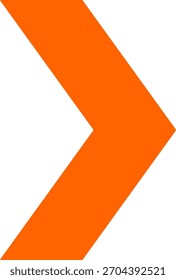 Abstract geometric element, flat design arrow shape pointing right, orange yellow colors.
