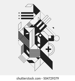 Abstract geometric element in futuristic style isolated on white background. Useful for prints and posters.