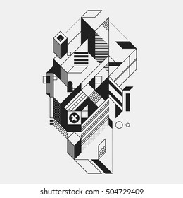 Abstract geometric element in futuristic style isolated on white background. Useful for prints and posters.