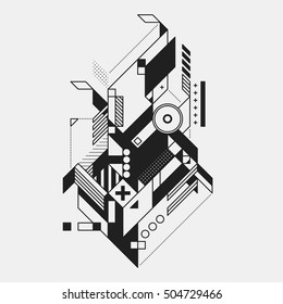 Abstract geometric element in futuristic style isolated on white background. Useful for prints and posters.