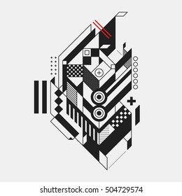 Abstract geometric element in futuristic style isolated on white background. Useful for prints and posters.