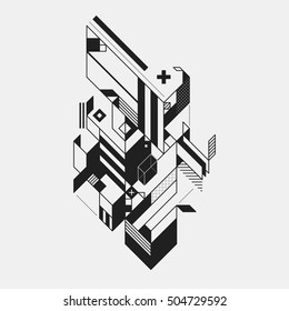 Abstract geometric element in futuristic style isolated on white background. Useful for prints and posters.