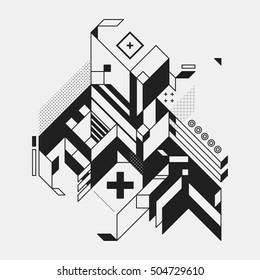 Abstract geometric element in futuristic style isolated on white background. Useful for prints and posters.