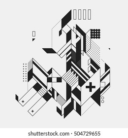 Abstract geometric element in futuristic style isolated on white background. Useful for prints and posters.