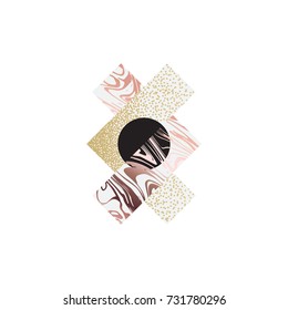 Abstract geometric element, gold and pink pattern, vector illustration