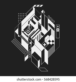 Abstract geometric element on black background. Useful for prints and posters.