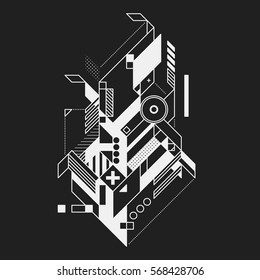 Abstract geometric element on black background. Useful for prints and posters.