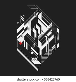 Abstract geometric element on black background. Useful for prints and posters.