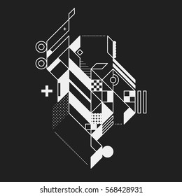 Abstract geometric element on black background. Useful for prints and posters.