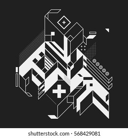 Abstract geometric element on black background. Useful for prints and posters.