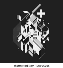 Abstract geometric element on black background. Useful for prints and posters.
