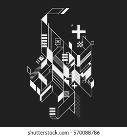 Abstract geometric element on black background. Useful for prints and posters.