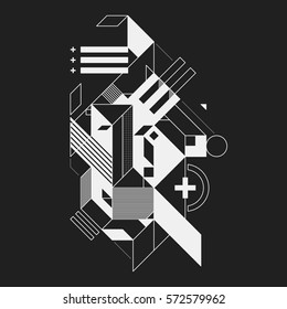 Abstract geometric element on black background. Useful for prints and posters.