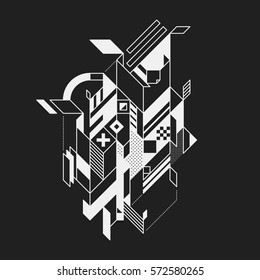 Abstract geometric element on black background. Useful for prints and posters.