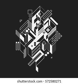 Abstract geometric element on black background. Useful for prints and posters.