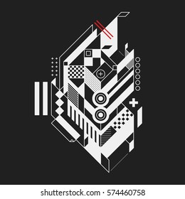 Abstract geometric element on black background. Useful for prints and posters.