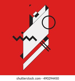 Abstract geometric element on red background. Useful as CD cover, print or poster.