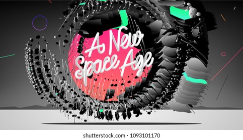 Abstract geometric elements background, extraterrestrial desert landscape. Eps10 vector design
