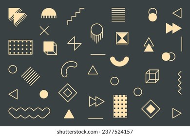 Abstract geometric elements, memphis design