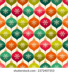 Abstract geometric elements pattern design for christmas and new year celebration. Colorful christmas balls seamless pattern.