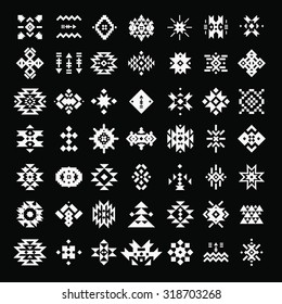 Abstract geometric elements, pattern, ethnic collection, aztec icons, tribal art, for design logo, cards, backgrounds