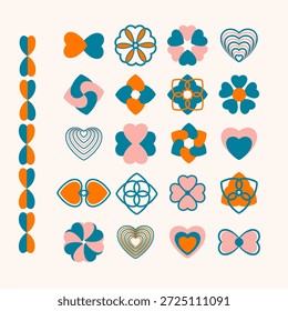 Elementos geométricos Abstractas, conjunto de Formas minimalistas en colores beige, naranja y azul, fondo blanco