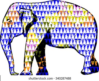 Abstract with geometric elephant illustration for use in design vector print pattern. For fashion and graphic design. T shirt print, animal print, screen printing.