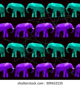 Abstract geometric elephant seamless pattern background for use in design